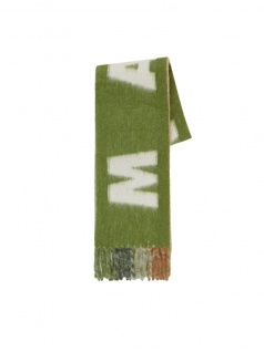 Khăn Choàng Cổ Green Mohair And Wool Scarf With Maxi Logo - Marni 