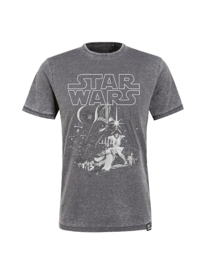 Áo Thun Star Wars Tonal Classic Poster Mid Grey T-Shirt Size M by Re:Covered - Recovered Clothing